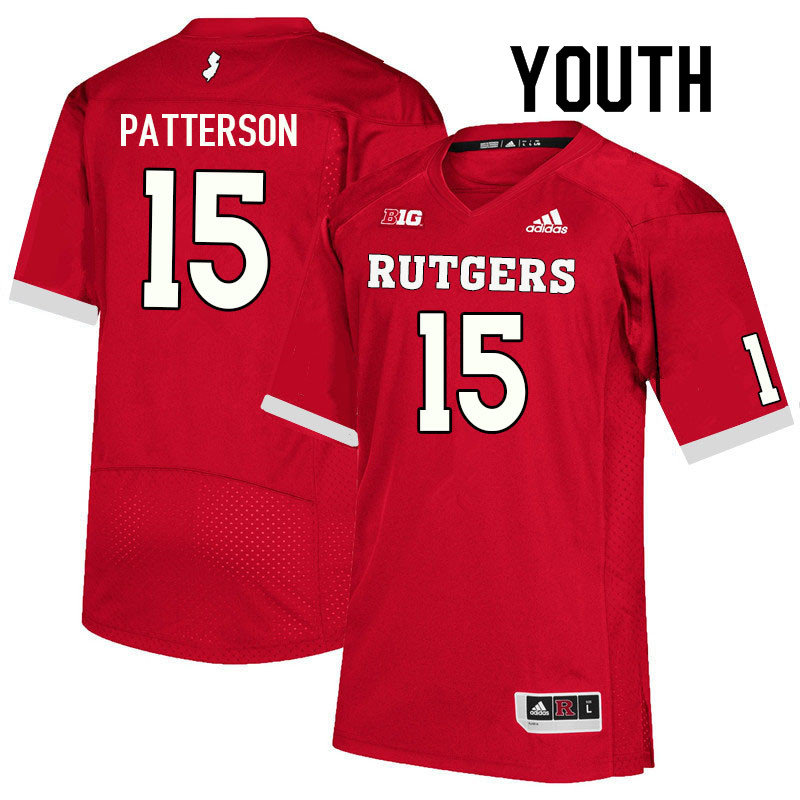 Youth #15 Max Patterson Rutgers Scarlet Knights College Football Jerseys Sale-Scarlet